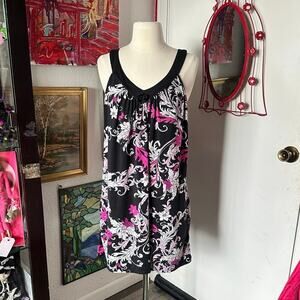 nd intimates floral black purple and pink dress